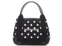 BALENCIAGA　バレンシアガ　ドット柄ネイビーカバスXS　ブラック/ホワイト　390346　ショルダーバッグ【434】2120500209661