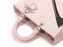 DIOR　デイオール　レディディオール　ハンドバッグ　ピンク　シルバー金具　カーフ【471】I