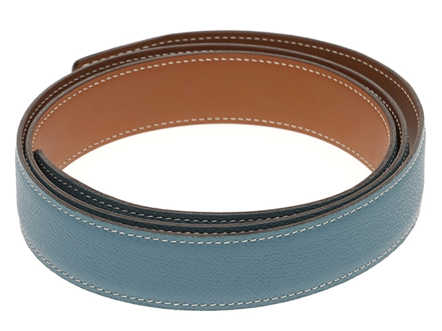 Hermès　エルメス　マルトレ Hベルトリバーシブル ３２㎜ ブルージーン/キャメル／SV　【472】HSA