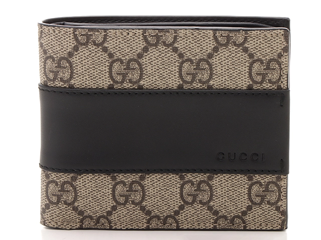 GUCCI グッチ GGスプリーム 二つ折り札入れ コーティングキャンバス/レザー ベージュ/ブラック 451240 2120500214412  【472】HA の購入なら「質」の大黒屋（公式）