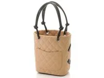 CHANEL　シャネル　カンボンライン　スモールトート　ライトベージュ　ブラック　A25166【472】YI
