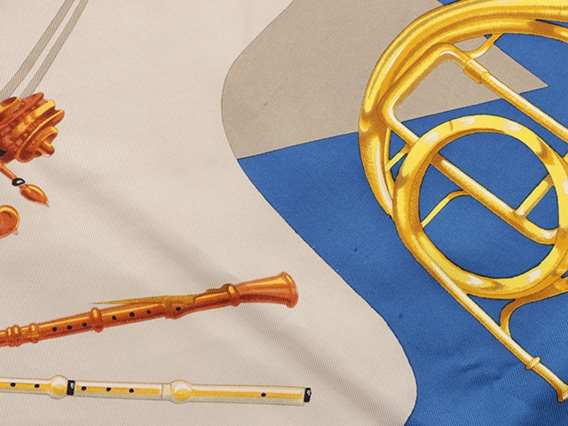 Hermès　エルメス　スカーフ　カレ90　Wolfgang Amadeus Mozart　ブルー／マルチカラー　【471】L