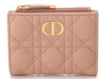 Dior ディオール カナージュ カロ ダリアウォレット 2つ折り財布 S5173UWHC ピンクベージュ  レザー 【431】2120500225111