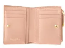 Dior ディオール カナージュ カロ ダリアウォレット 2つ折り財布 S5173UWHC ピンクベージュ  レザー 【431】2120500225111