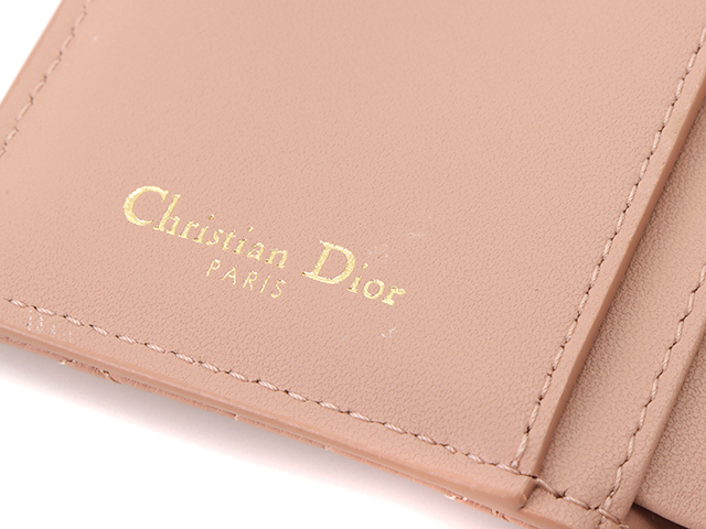 ✨ほぼ未使用品✨ディオール　ダリアウォレット　カナージュ　カロ　ピンク　折り財布 DIOR CARO☆ダリアウォレット]カナージュカーフスキン/国内買付