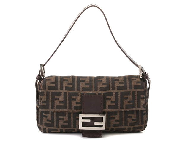 FENDI フェンディ ズッカ バゲットバッグ ベージュ/ダークブラウン 
