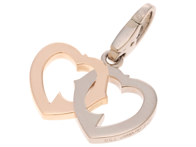 Cartier　カルティエ　ダブルハート　トップ　K18WG/PG ゴールド　5.1ｇ【471】N　2120500226828