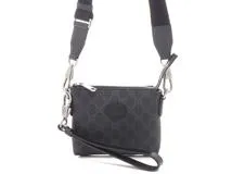 GUCCI　グッチ　インターロッキングG　2wayバッグ　723306　ブラック　PVC/レザー【433】
