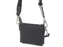 GUCCI　グッチ　インターロッキングG　2wayバッグ　723306　ブラック　PVC/レザー【433】
