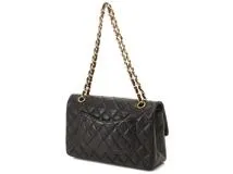 シャネル マトラッセ Wフラップ ショルダーバッグ 25 黒 ゴールド金具 CHANEL （中古）シャネル マトラッセ 25 2way Wフラップ W