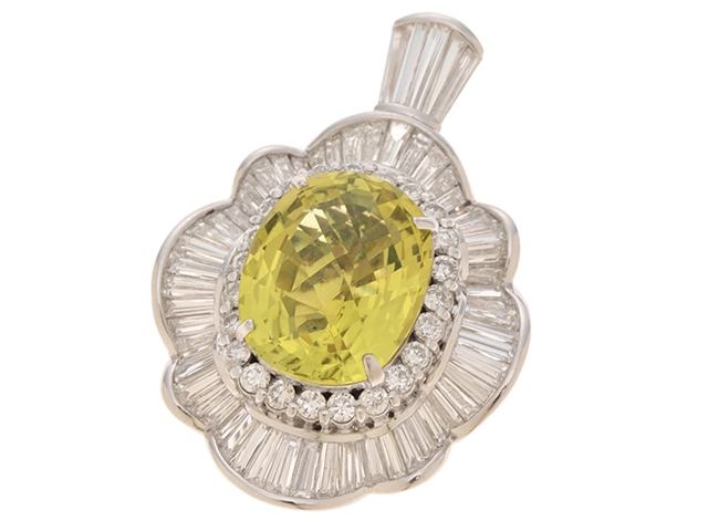 JEWELRY ノンブランドジュエリー トップ AU700 スフェーン11.16/ダイヤモンド2.65カラット 9.9g【472】SJ