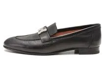 HERMES　エルメス　モカシン パリ　レディース36ハーフ　ブラック/シルバー金具　レザー　H201199Z　 2120500242699　【432】