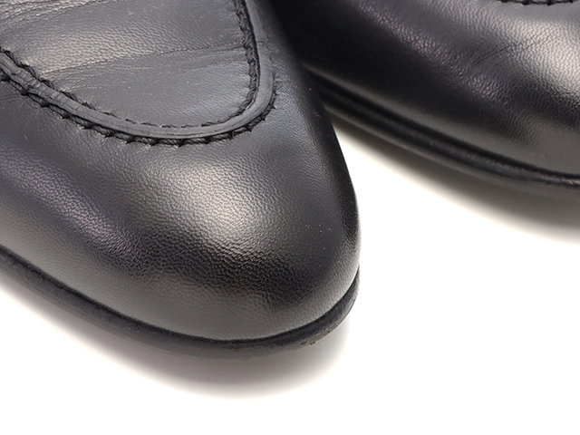 HERMES エルメス モカシン パリ レディース36ハーフ ブラック/シルバー金具 レザー H201199Z 2120500242699 【432】