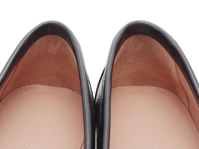 HERMES エルメス モカシン パリ レディース36ハーフ ブラック/シルバー金具 レザー H201199Z 2120500242699 【432】