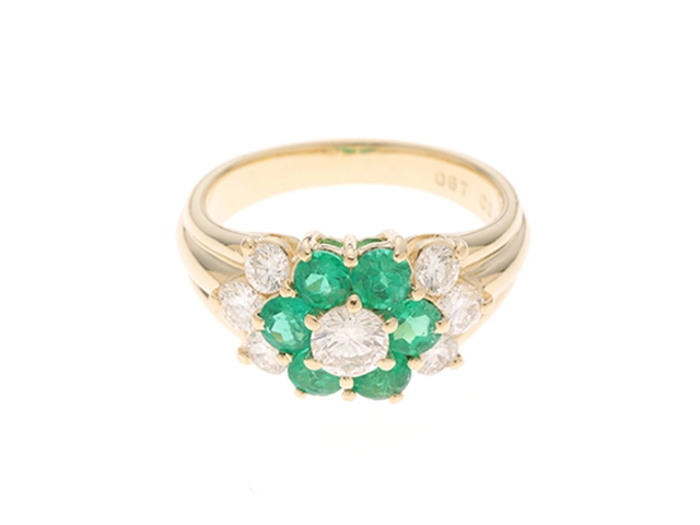 新品】K18WG エメラルド リング 0.44CT K18製エメラルドリング