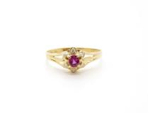 JEWELRY　ノンブランドジュエリー　リング　K18　イエローゴールド　ルビー　ダイヤモンド　0.04ct　1.4ｇ　9号　2120500246512【432】