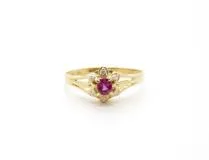 JEWELRY　ノンブランドジュエリー　リング　K18　イエローゴールド　ルビー　ダイヤモンド　0.04ct　1.4ｇ　9号　2120500246512【432】