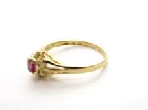 JEWELRY　ノンブランドジュエリー　リング　K18　イエローゴールド　ルビー　ダイヤモンド　0.04ct　1.4ｇ　9号　2120500246512【432】