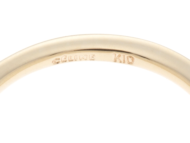 CELINE　セリーヌ　 　リング　K10　イエローゴールド　サイズ7号 　ダイヤモンド   　重さ約1.3g  　【472】YN