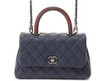 CHANEL シャネル マトラッセ ココハンドルXS ネイビー/ボルドー/SV キャビア/リザード【430】2120500253688
