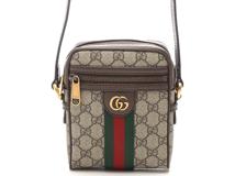 GUCCI グッチ オフィディア GGショルダーバッグ ベージュ ダークブラウン GGスプリーム キャンバス レザー【473】