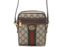 GUCCI グッチ オフィディア GGショルダーバッグ ベージュ ダークブラウン GGスプリーム キャンバス レザー【473】