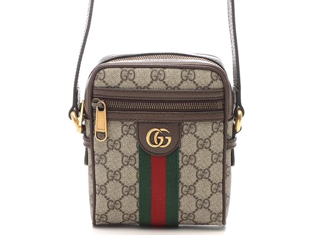 GUCCI グッチ オフィディア GGショルダーバッグ ベージュ ダークブラウン GGスプリーム キャンバス レザー【473】