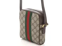 GUCCI グッチ オフィディア GGショルダーバッグ ベージュ ダークブラウン GGスプリーム キャンバス レザー【473】