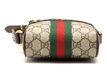 GUCCI グッチ オフィディア GGショルダーバッグ ベージュ ダークブラウン GGスプリーム キャンバス レザー【473】