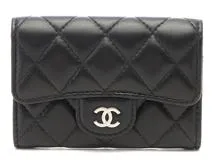 CHANEL　シャネル　マトラッセ　フラップカードケース　ブラック／SV　ラムスキン　AP0214【471】IK