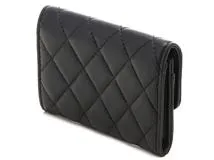 CHANEL　シャネル　マトラッセ　フラップカードケース　ブラック／SV　ラムスキン　AP0214【471】IK