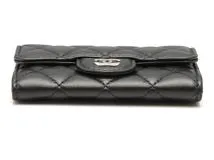 CHANEL　シャネル　マトラッセ　フラップカードケース　ブラック／SV　ラムスキン　AP0214【471】IK