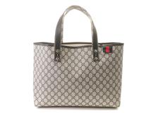 GUCCI グッチ GGプラス シェリーライン トートバッグ 211134 ベージュ/ネイビー PVC/レザー【460】2120500255446