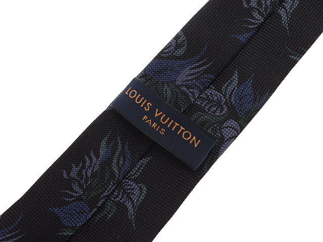 LOUIS VUITTON ルイヴィトン ネクタイ ブラック/ネイビー シルク