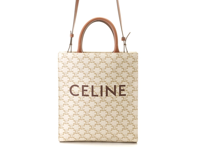 CELINE　  セリーヌ　　 トリオンフ　 　バーティカル  　　ミディアム　　ホワイト　　トートバッグ 　　PVC/カーフ　　 レディース　　 191542　　　【436】　　2120500260525