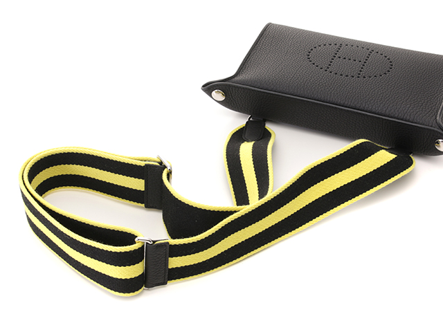 HERMES エルメス ヴィドポッシュ ブラック/イエロー/SV金具 W