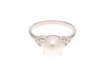 JEWELRY　ジュエリー　 リング　PT900プラチナ　#15　パール/ダイヤモンド0.11 　4.7g　2120500261812　【471】L