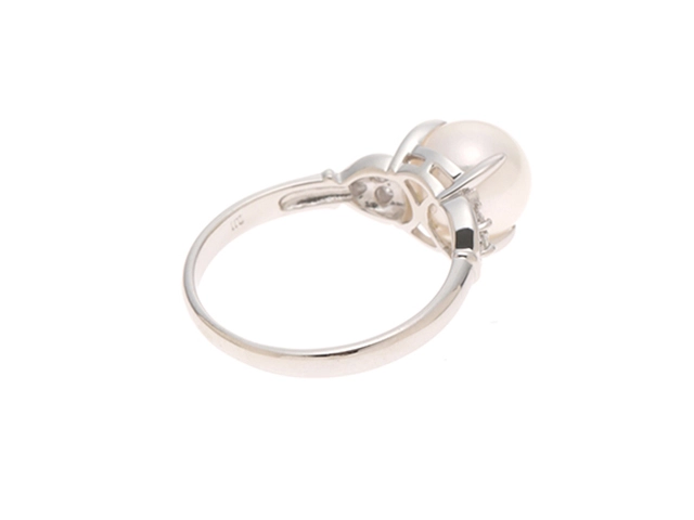 JEWELRY　ジュエリー　 リング　PT900プラチナ　#15　パール/ダイヤモンド0.11 　4.7g　2120500261812　【471】L