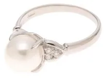 JEWELRY　ジュエリー　 リング　PT900プラチナ　#15　パール/ダイヤモンド0.11 　4.7g　2120500261812　【471】L