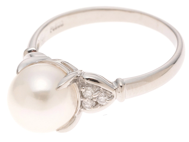 JEWELRY　ジュエリー　 リング　PT900プラチナ　#15　パール/ダイヤモンド0.11 　4.7g　2120500261812　【471】L
