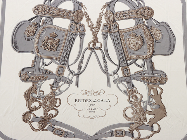 HERMES エルメス スカーフ カレ90 BRIDES de GALA ベージュ