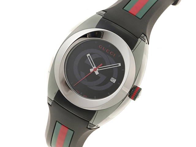 GUCCI　グッチ　シンク シェリーウェブライン　YA137301/78.4　ステンレス/プラスチック/ラバー　男性用クオーツ時計【473】
