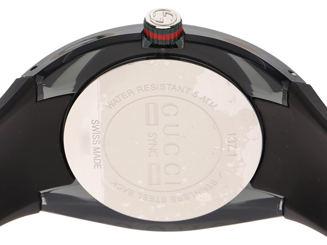 GUCCI　グッチ　シンク シェリーウェブライン　YA137301/78.4　ステンレス/プラスチック/ラバー　男性用クオーツ時計【473】