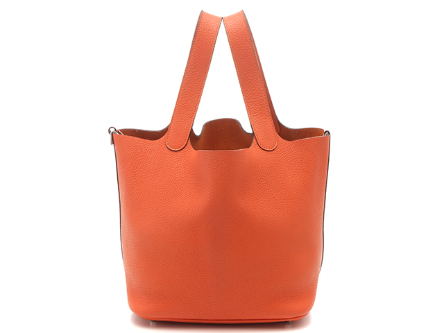 HERMES エルメス ピコタンロックMM オレンジ シルバー金具 □R