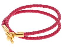 HERMES　エルメス　グレナンドゥブルトゥールブレスレット　ローズ／ＧＰ　レザー　【471】