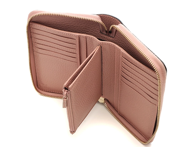 GUCCI　グッチ　インターロッキングG ジップアラウンドウォレット　ピンク　レザー　464884【431】2120500283937