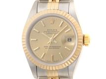 U番 ROLEX ロレックス レディース オートマチック デイトジャスト26 69173 シャンパン文字盤 K18YG/SS【472】HK