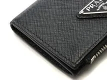 PRADA　プラダ　コイン・カードケース　トライアングル　ブラック　サフィアーノ　1418092　2120500289021【437】