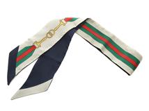 GUCCI グッチ スカーフ インターロッキングＧホースピットプリント ベージュ/ネイビー【472】RKT