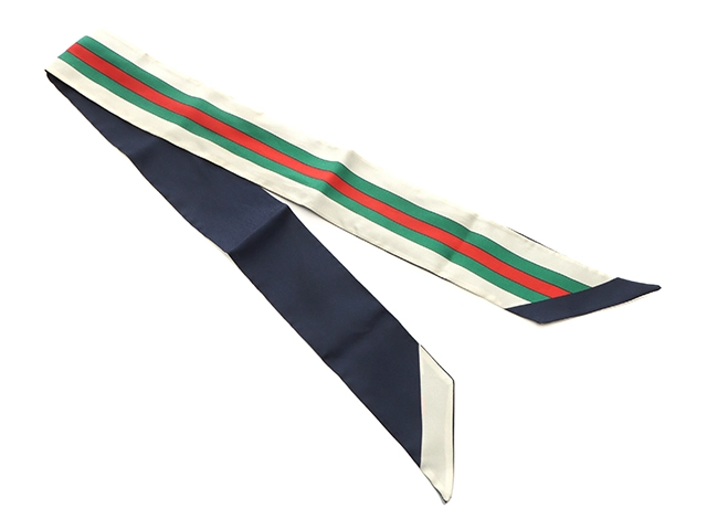 GUCCI グッチ スカーフ インターロッキングＧホースピットプリント ベージュ/ネイビー【472】RKT